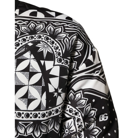 Jachetă Bomber Dolce & Gabbana Neagră cu Imprimeu Bandană Albă