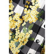 Sacou Dolce & Gabbana negru, alb, cu carouri și imprimeu floral, cu închidere cu nasturi
