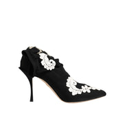 Dolce & Gabbana Cizme Stiletto din Jerse Brodate Alb Negru