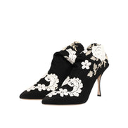 Dolce & Gabbana Cizme Stiletto din Jerse Brodate Alb Negru