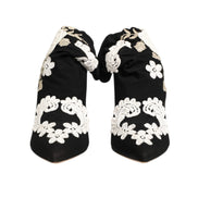 Dolce & Gabbana Cizme Stiletto din Jerse Brodate Alb Negru