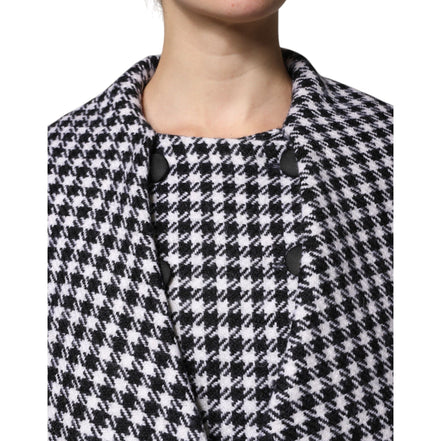 Dolce & Gabbana Black White Monochrome Patterned Floral Cape Jacket