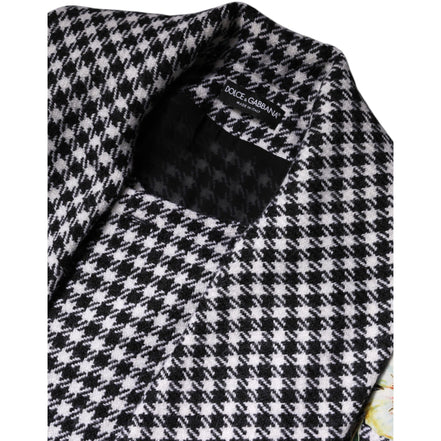 Dolce & Gabbana Black White Monochrome Patterned Floral Cape Jacket