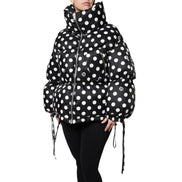 Geacă Puffer cu Fermoar Integral Dolce & Gabbana Neagră cu Buline Albe
