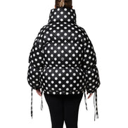 Geacă Puffer cu Fermoar Integral Dolce & Gabbana Neagră cu Buline Albe