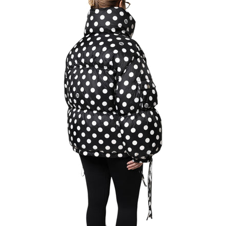 Geacă Puffer cu Fermoar Integral Dolce & Gabbana Neagră cu Buline Albe