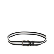 Curea Dolce & Gabbana cu cataramă metalică, dungi alb-negru și logo