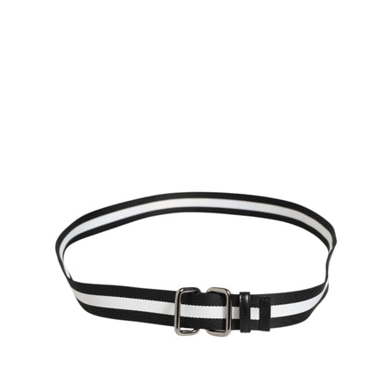 Curea Dolce & Gabbana cu cataramă metalică, dungi alb-negru