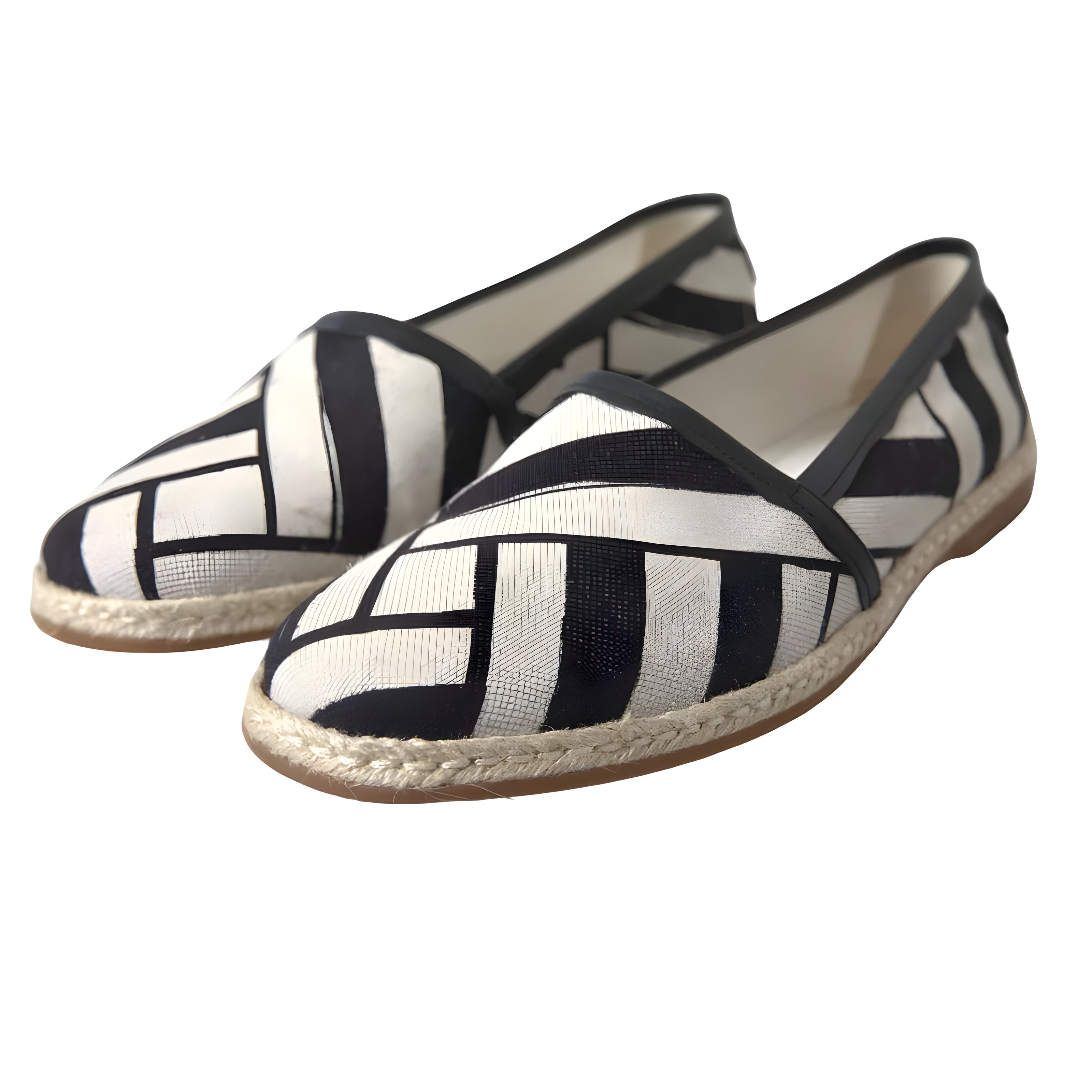 Dolce & Gabbana Black White Stripe Slip-On Espadrilles