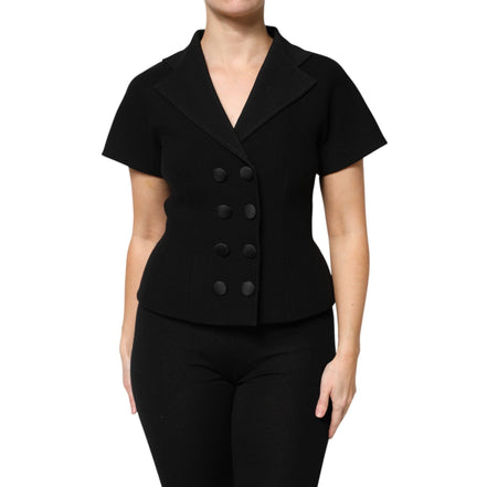 Dolce & Gabbana Palton/Jachetă Negru Lână Cu Două Rânduri De Nasturi