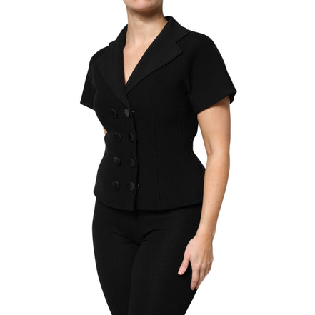 Dolce & Gabbana Palton/Jachetă Negru Lână Cu Două Rânduri De Nasturi