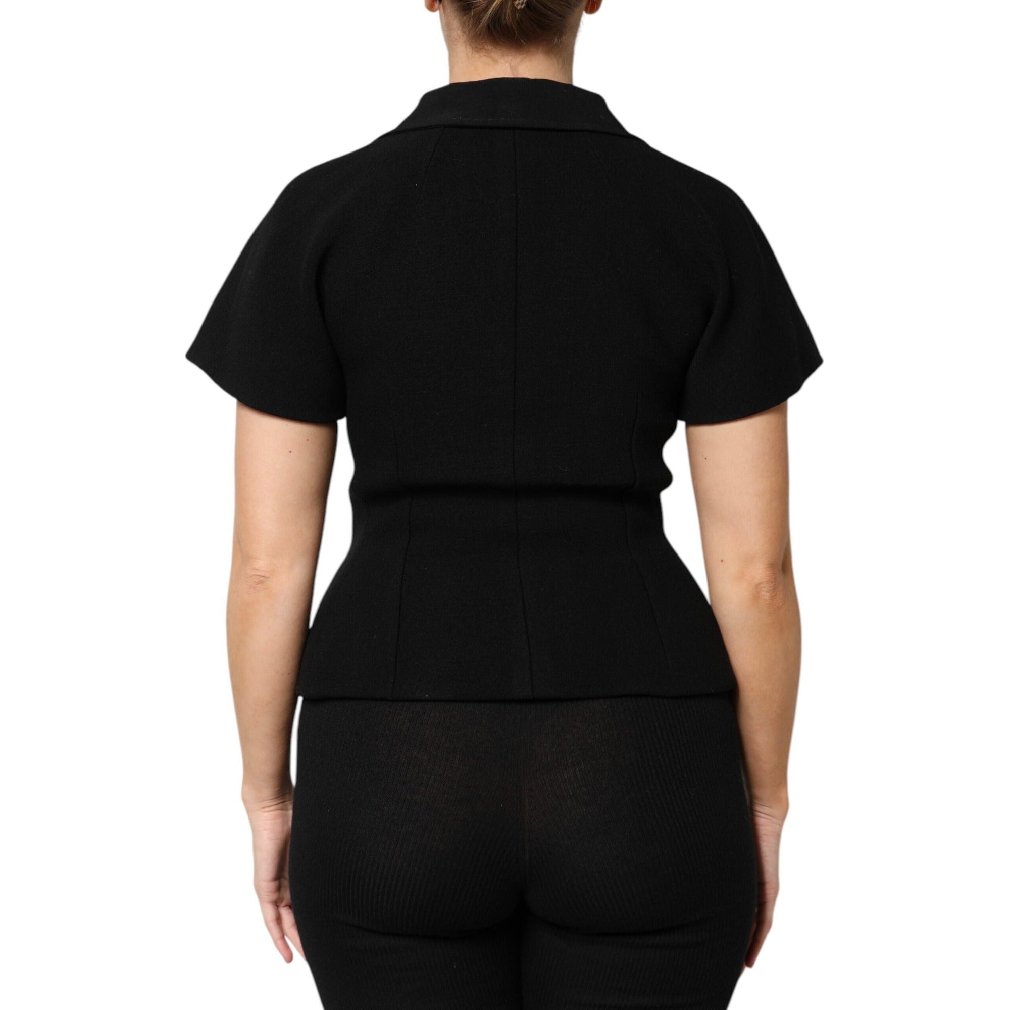 Dolce & Gabbana Palton/Jachetă Negru Lână Cu Două Rânduri De Nasturi