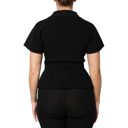 Dolce & Gabbana Palton/Jachetă Negru Lână Cu Două Rânduri De Nasturi