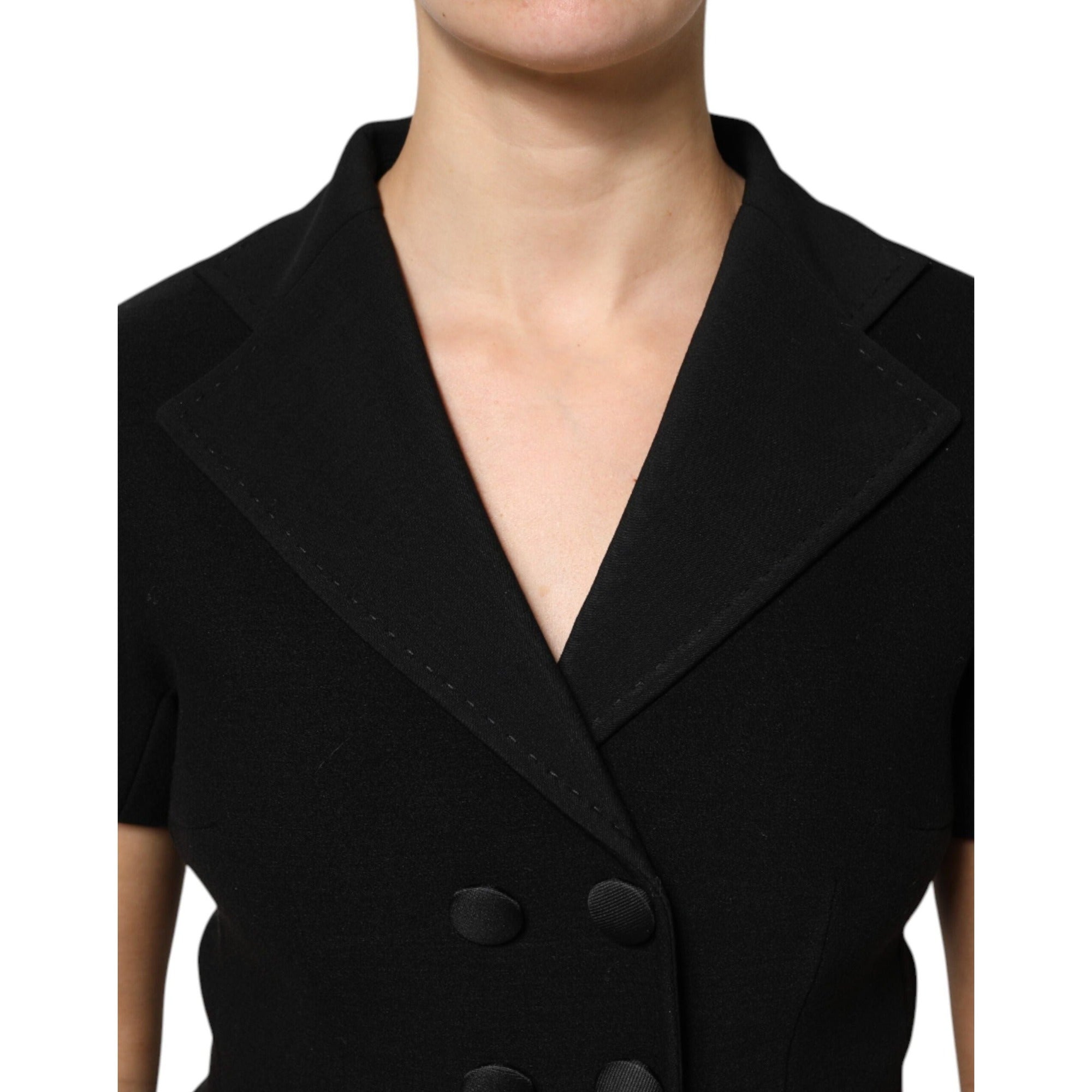 Dolce & Gabbana Palton/Jachetă Negru Lână Cu Două Rânduri De Nasturi