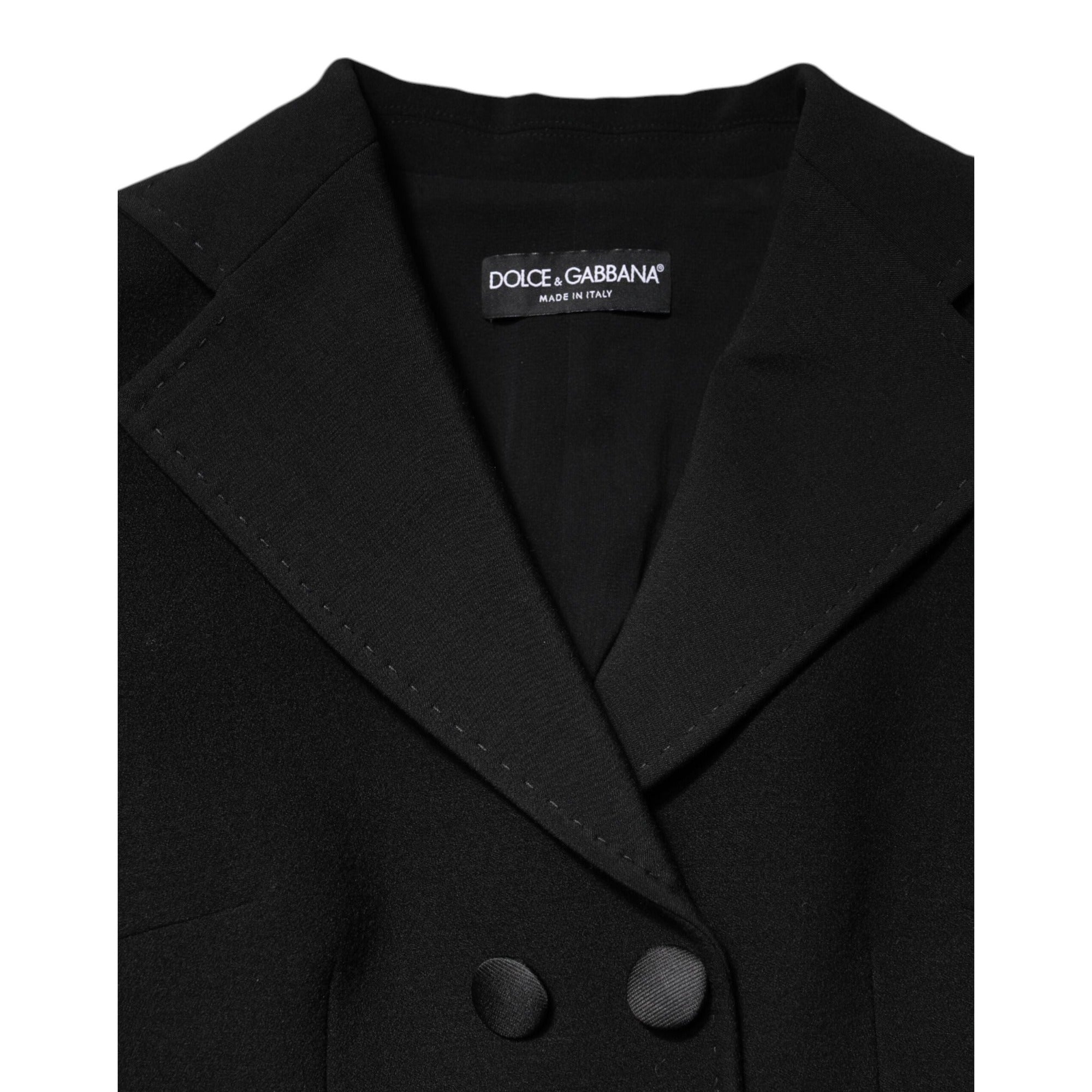 Dolce & Gabbana Palton/Jachetă Negru Lână Cu Două Rânduri De Nasturi