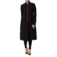 Dolce & Gabbana Geacă Trench Neagră din Lână cu un Rând de Nasturi