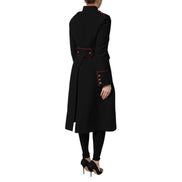 Dolce & Gabbana Geacă Trench Neagră din Lână cu un Rând de Nasturi