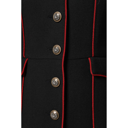 Dolce & Gabbana Geacă Trench Neagră din Lână cu un Rând de Nasturi