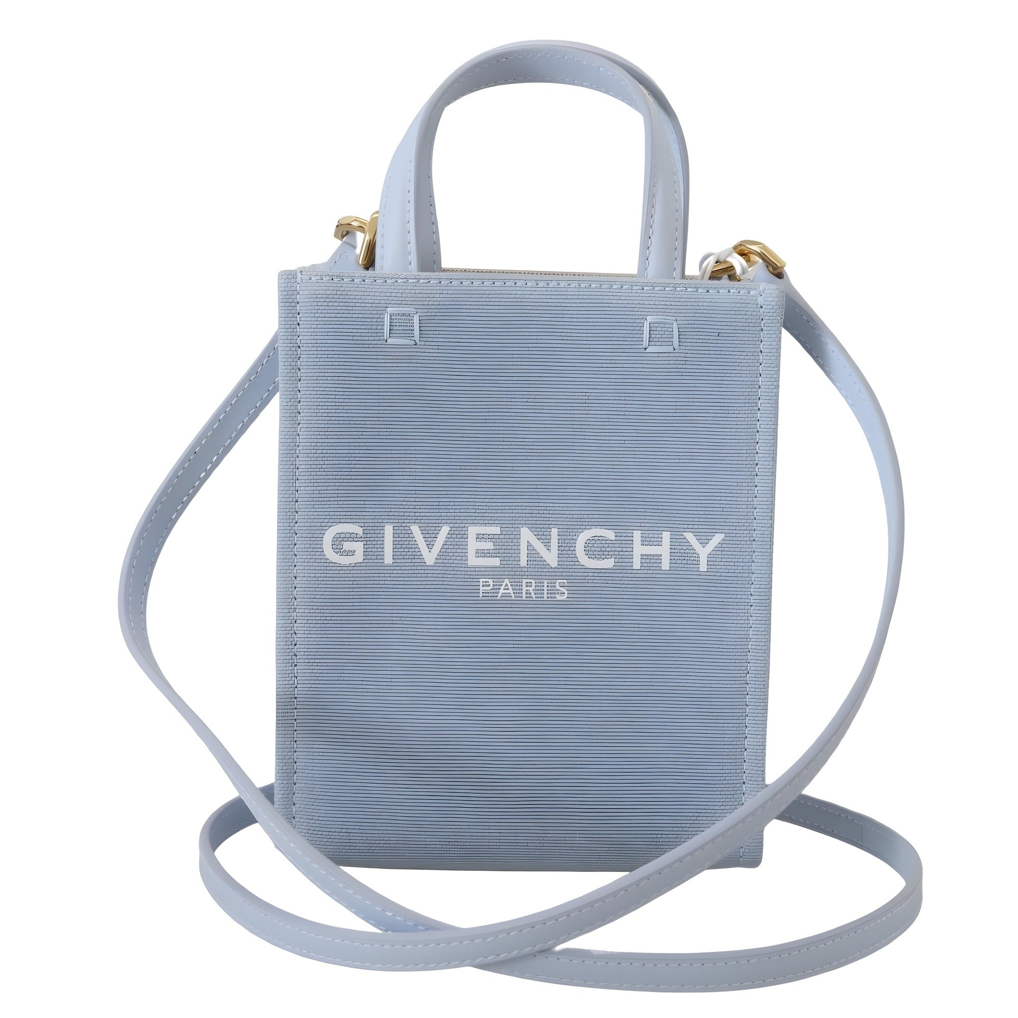 Geantă de umăr mini verticală Givenchy Cloud din pânză albastră acoperită