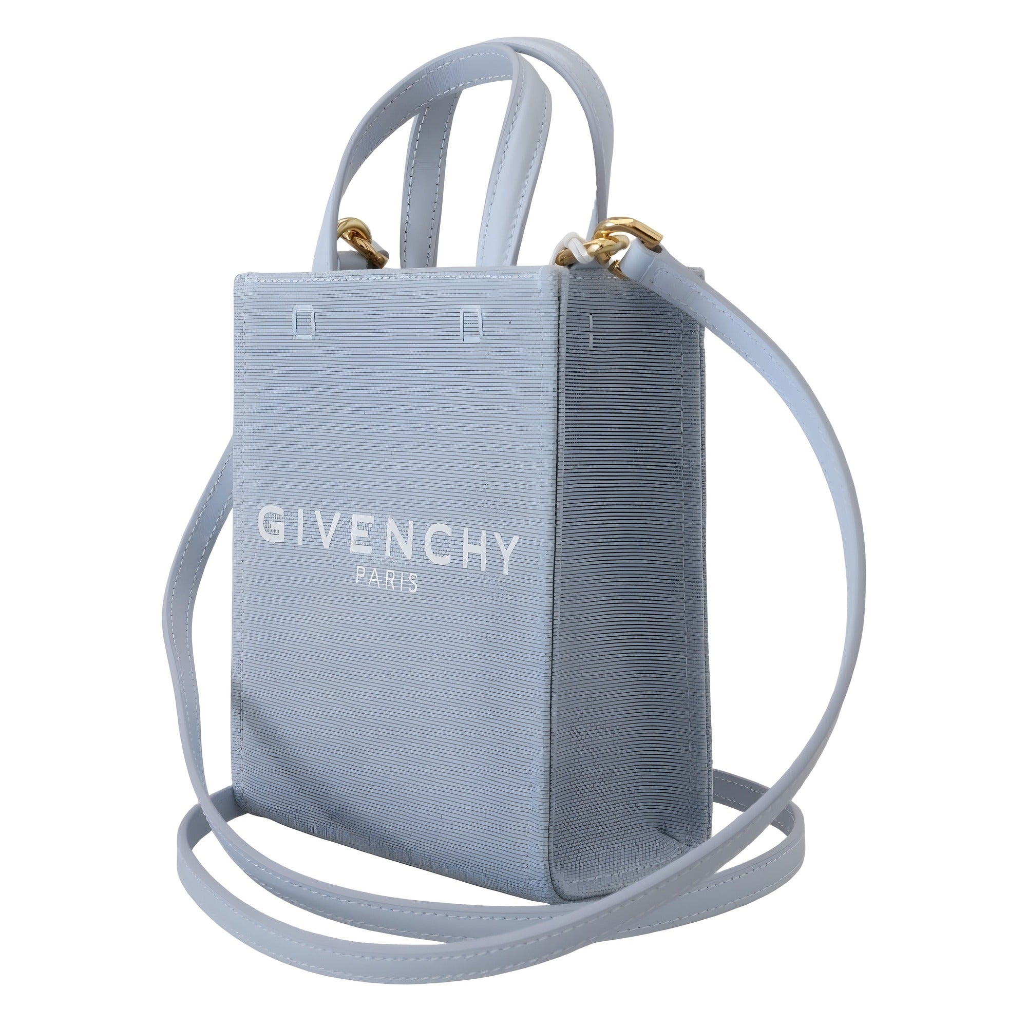 Geantă de umăr mini verticală Givenchy Cloud din pânză albastră acoperită