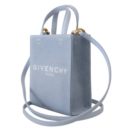 Geantă de umăr mini verticală Givenchy Cloud din pânză albastră acoperită