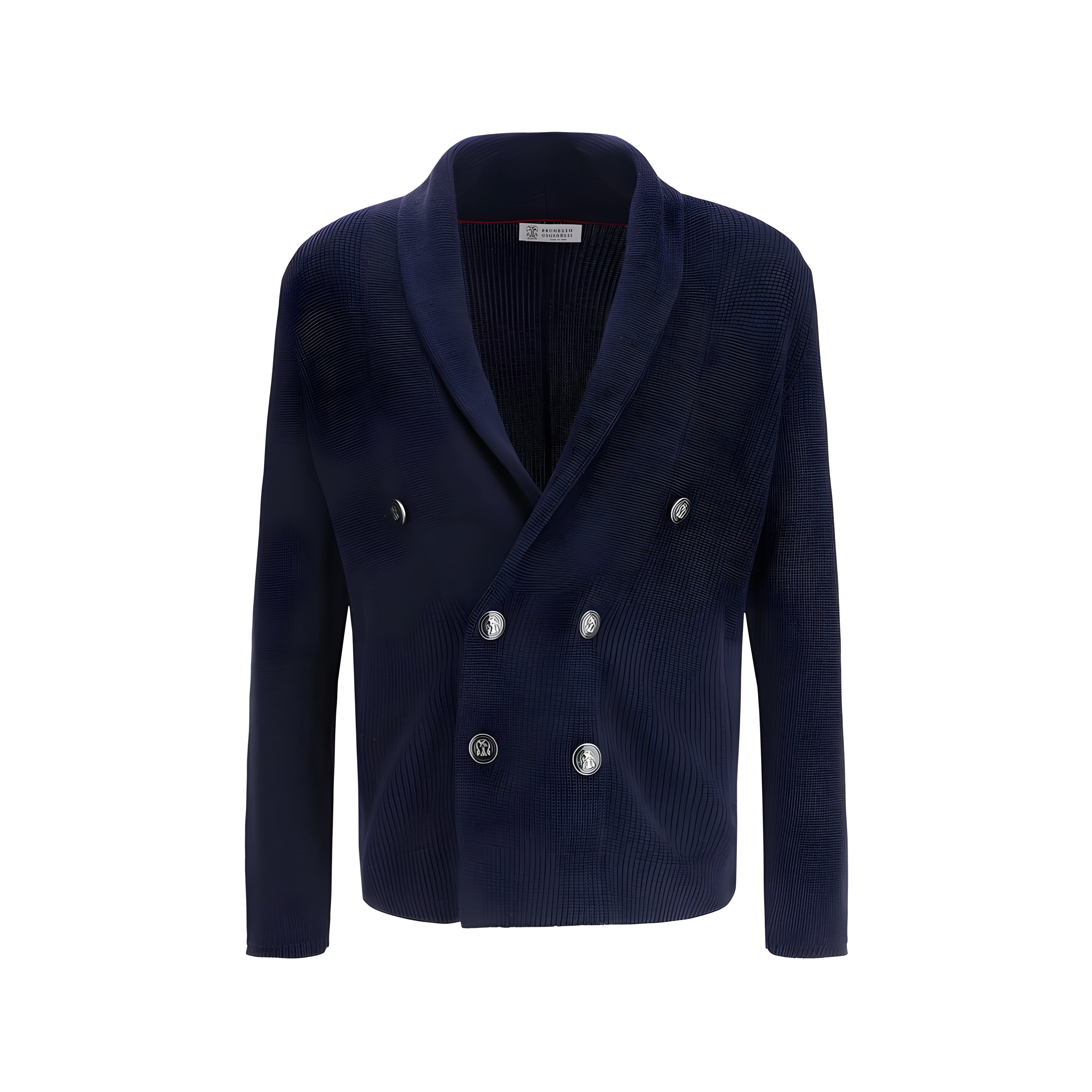 Cardigan Brunello Cucinelli albastru din bumbac
