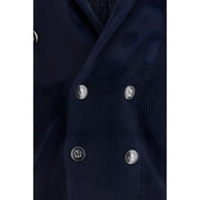 Cardigan Brunello Cucinelli albastru din bumbac