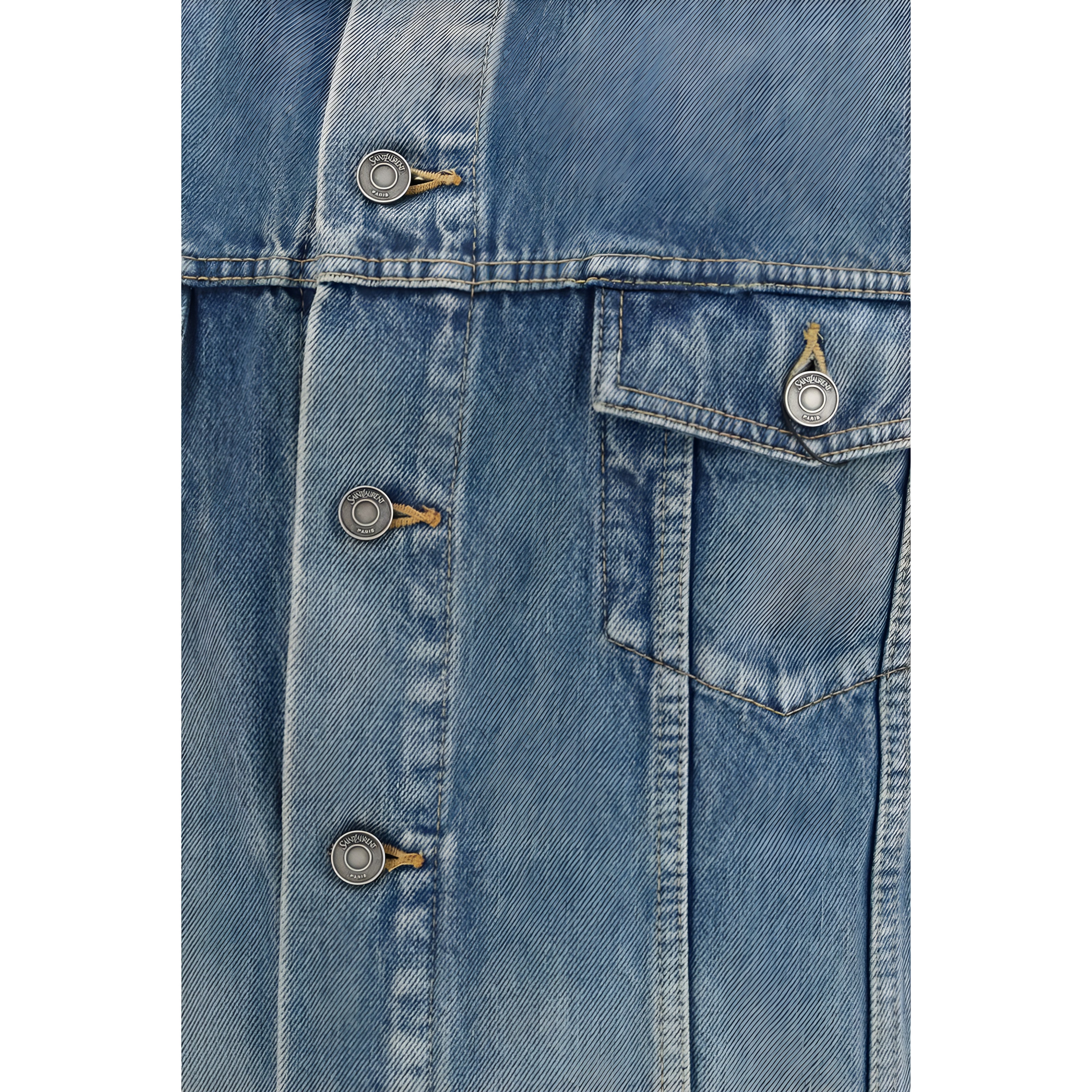 Geacă din denim albastru din bumbac Saint Laurent