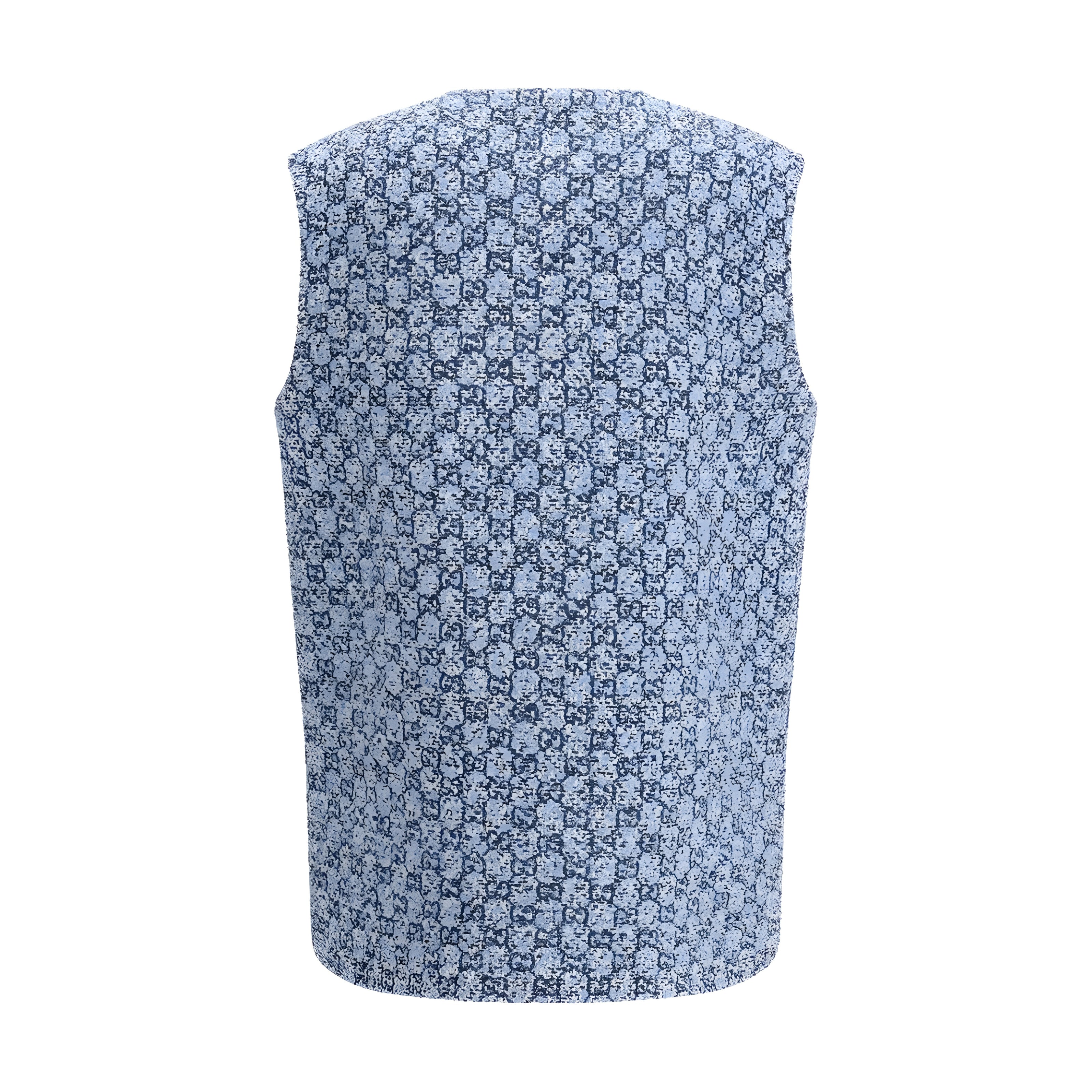 Gucci Blue Cotton Sleeveless Jacket