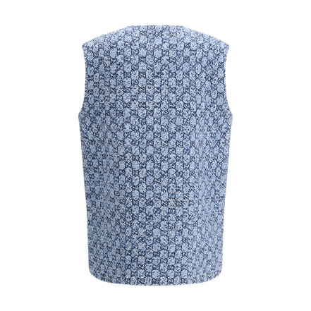 Gucci Blue Cotton Sleeveless Jacket