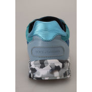 Dolce & Gabbana Blue Grey Leather Sport Low Top Sneakers