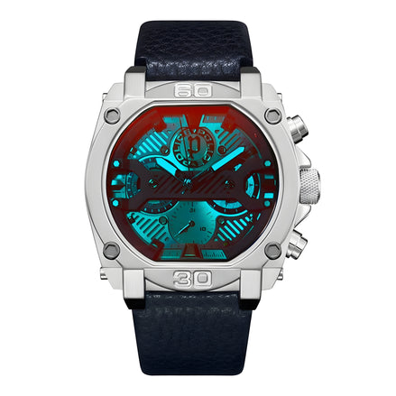 Police Blue Leather Dress Watch