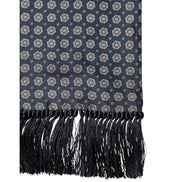 Dolce & Gabbana Blue Patterned Silk Fringes Foulard 138cm x 15.5cm Scarf
