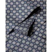 Dolce & Gabbana Blue Patterned Silk Fringes Foulard 138cm x 15.5cm Scarf