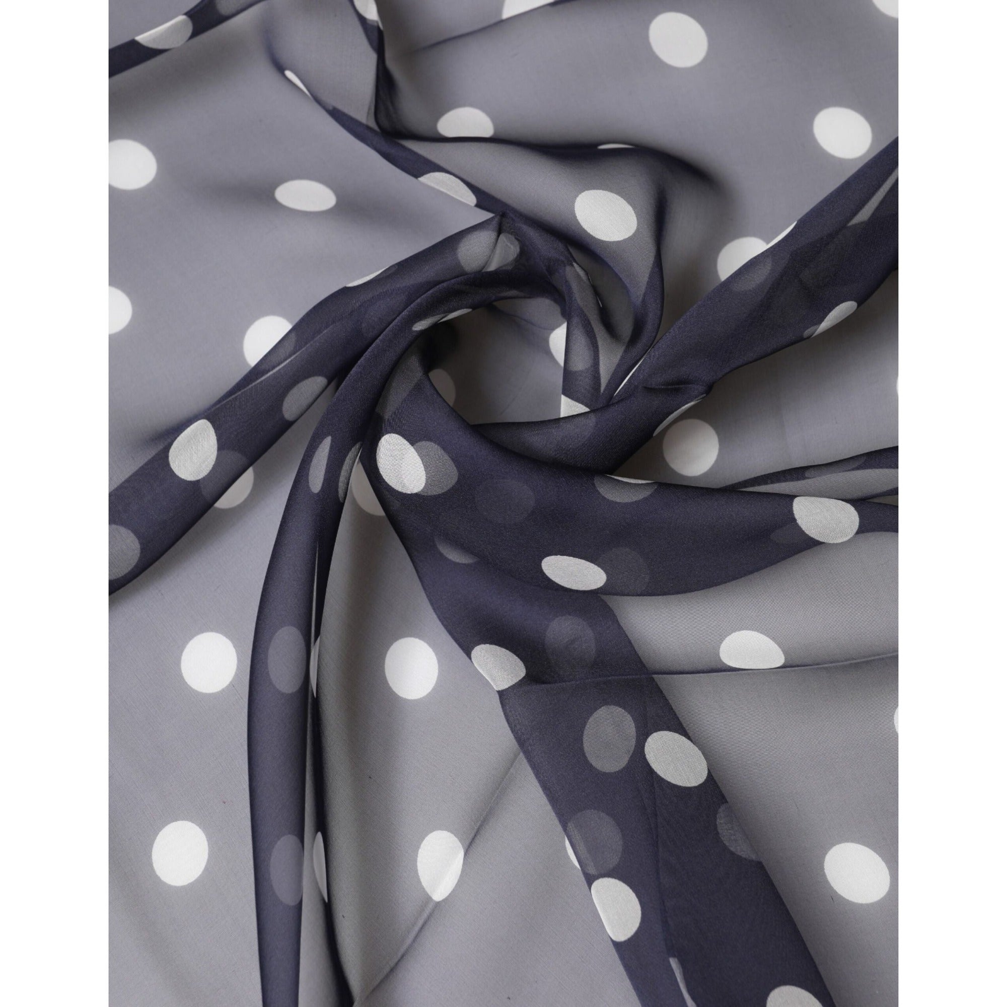 Dolce & Gabbana Blue Polka Dot Silk Square Foulard 91.5cm x 89.5cm Scarf