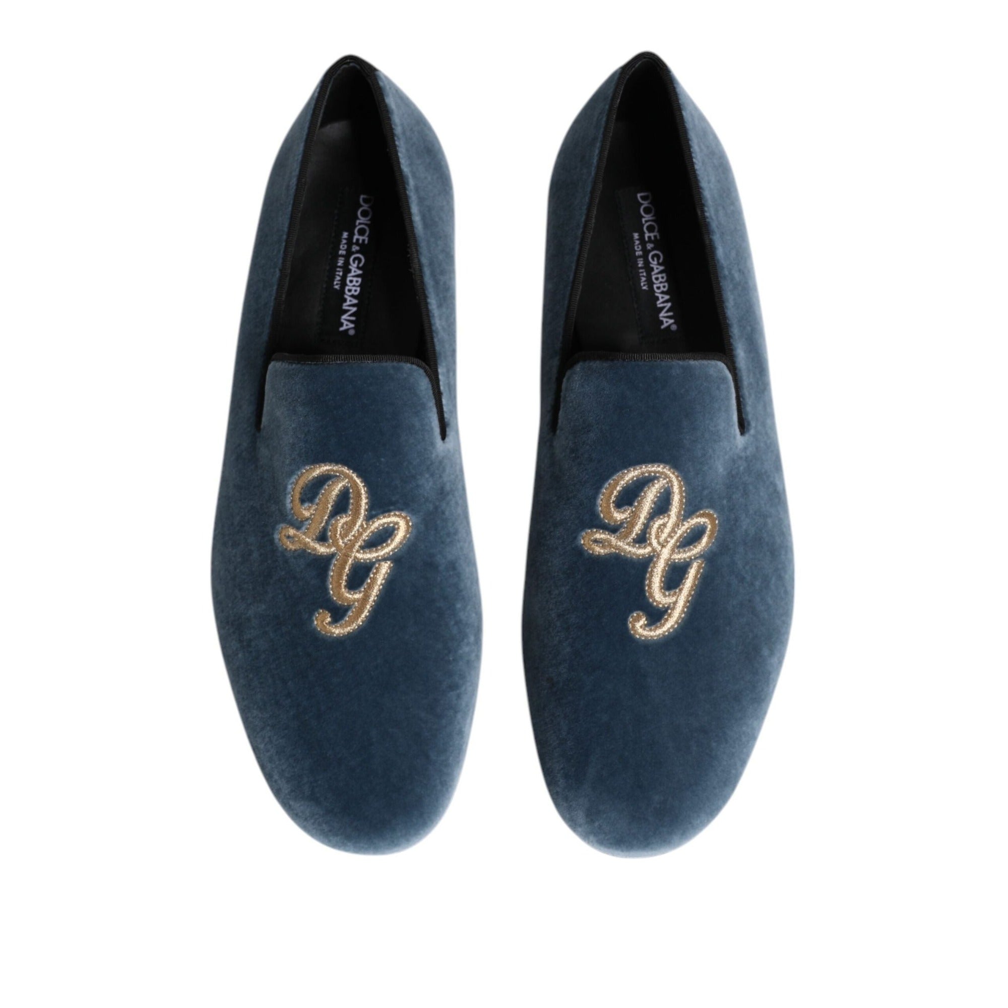 Dolce & Gabbana Blue Velvet DG Logo Formal Loafers