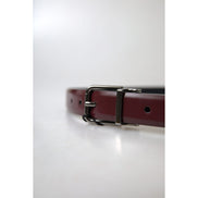 Dolce & Gabbana Bordeaux Leather Silver Buckle Belt