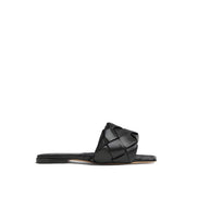 Bottega Veneta Black Leather Flat Sandals
