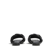 Bottega Veneta Black Leather Flat Sandals
