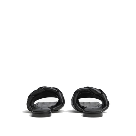 Bottega Veneta Black Leather Flat Sandals