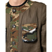 Dolce & Gabbana Jachetă tip cămașă din in maro camuflaj