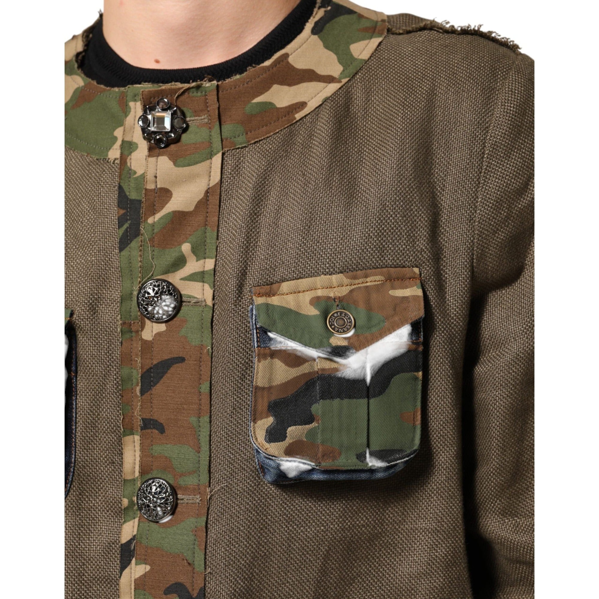 Dolce & Gabbana Jachetă tip cămașă din in maro camuflaj