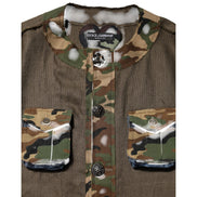 Dolce & Gabbana Jachetă tip cămașă din in maro camuflaj