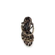 Dolce & Gabbana Brown Fabric Stiletto Heel Sandals