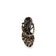 Dolce & Gabbana Brown Fabric Stiletto Heel Sandals