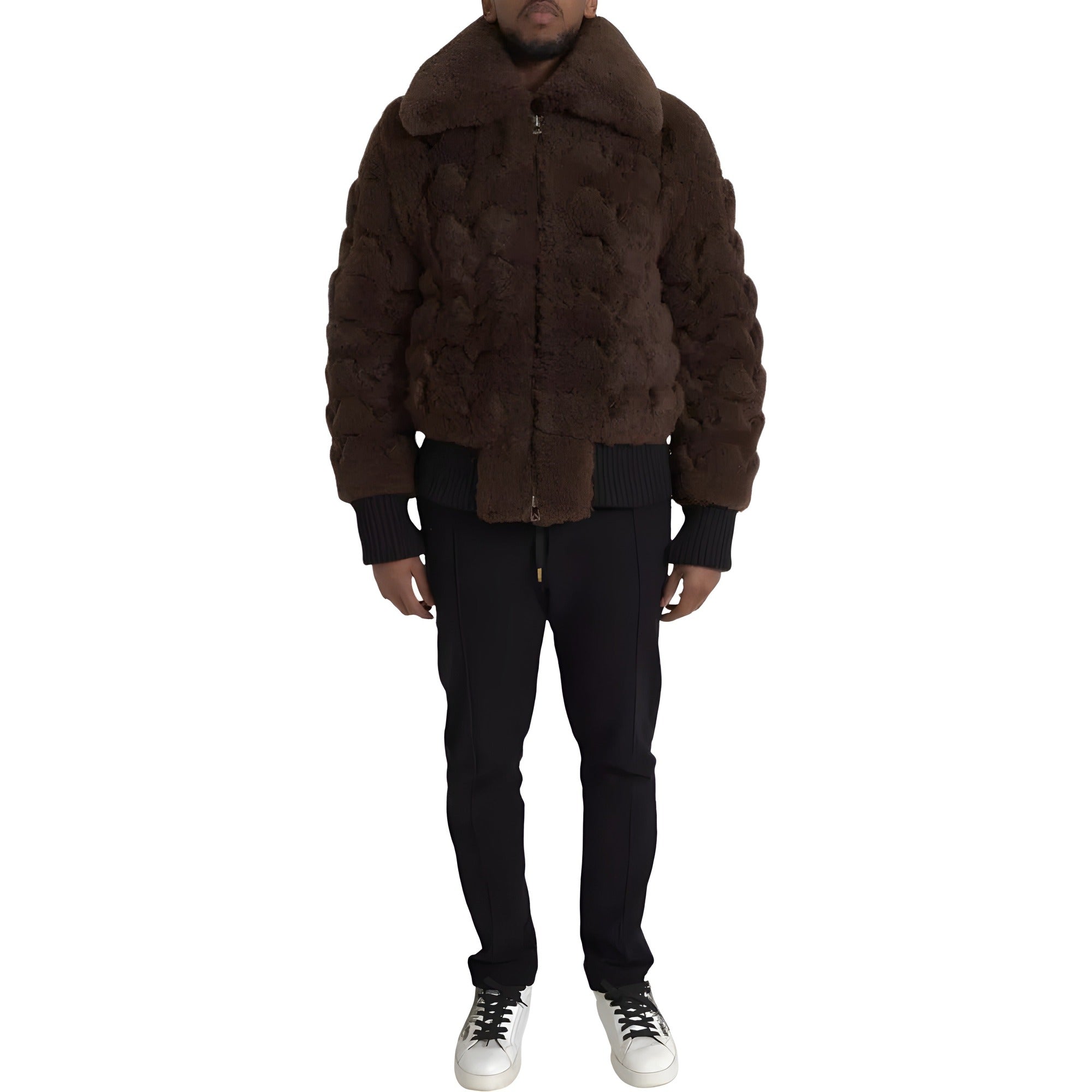 Palton maro din shearling Bottega Veneta