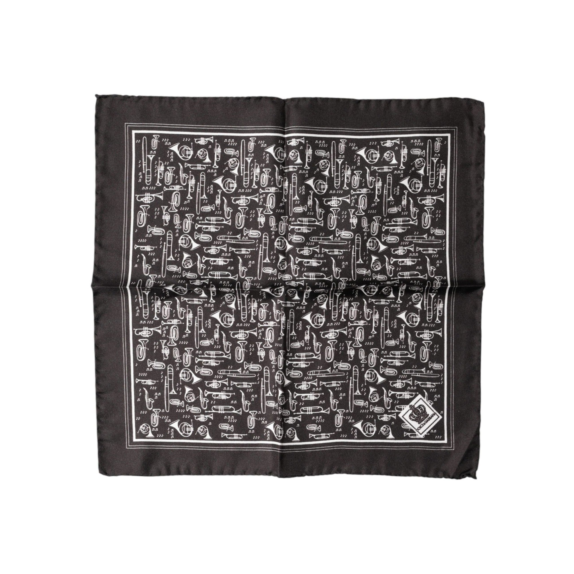 Dolce & Gabbana Brown Jazz Club Square Handkerchief 32cm x 31cm Scarf