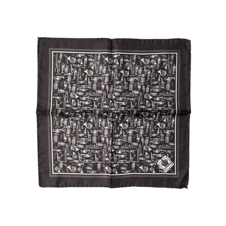 Dolce & Gabbana Brown Jazz Club Square Handkerchief 32cm x 31cm Scarf