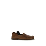 Versace Brown Leather Slip-On Loafers