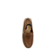 Versace Brown Leather Slip-On Loafers